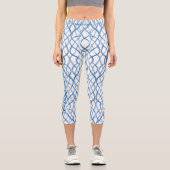 Chic Blau und Weiß Abstraktes Muster individuell a Capri Leggings (Vorderseite)
