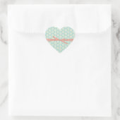 Chic Blaue Damast mit rosa Schleife Herz-Aufkleber (Tasche)