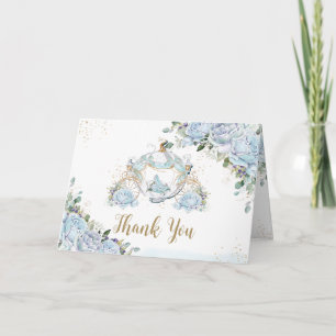 Chic Blaue Rosen Prinzessinnen-Kutsche Brautdusche Dankeskarte