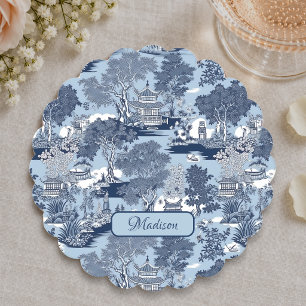 Chic Blaue Weiden-Chinoiserie-Cottage Untersetzer