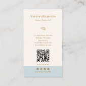 Chic Blauer Karo-Bäckerei-QR-Code Vertikal Visitenkarte (Rückseite)