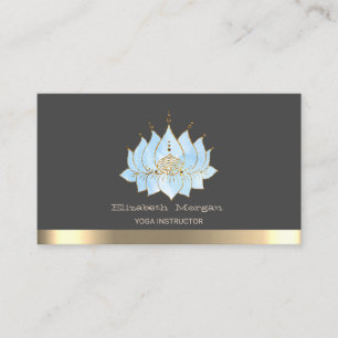 Chic Blauer Lotus Goldstreifen Yoga-Lehrerin Visitenkarte