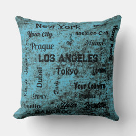 chic blauer Megastädte der Welt Kissen
