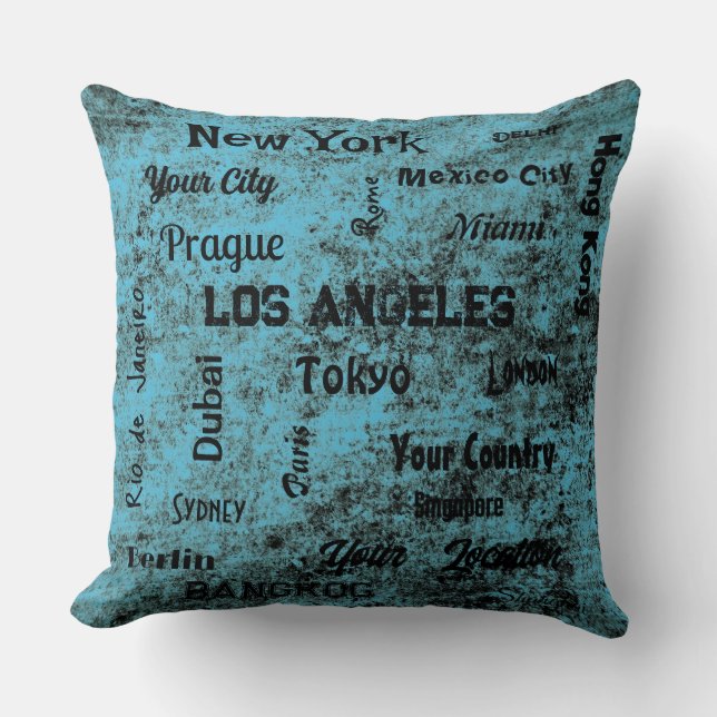 chic blauer Megastädte der Welt Kissen (Vorderseite)
