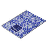 Chic Blaugraue Vorinitialen-Monogramm Notizblock (Linke Seite)