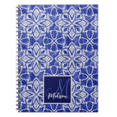 Chic Blaugraue Vorinitialen-Monogramm Notizblock (Vorderseite)