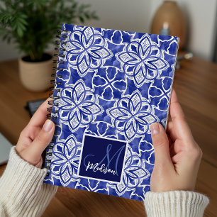 Chic Blaugraue Vorinitialen-Monogramm Notizblock