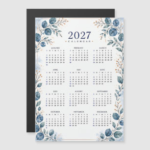 Chic Blaugrüner Eukalyptus 2027 Magnetkalender Magnetkarte