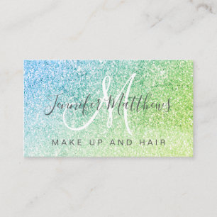 Chic Blaugrüner Glitter-Make-up-Artist-Frisiersalo Visitenkarte