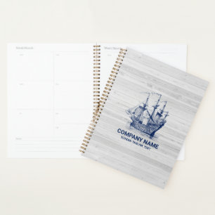 Chic Bleached Wood & Navy Blue Wind Segelboot Planer