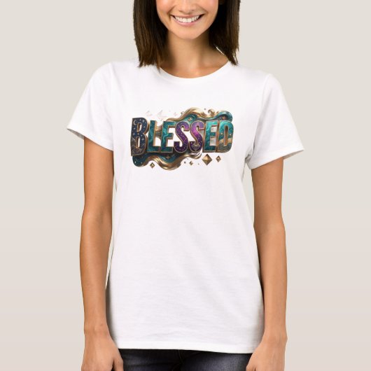 Chic BLESSED künstlerisches Motiv T-Shirt (Vorderseite)
