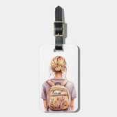 Chic Blonde Illustration Gepäckmarke Gepäckanhänger (Vorderseite vertikal)