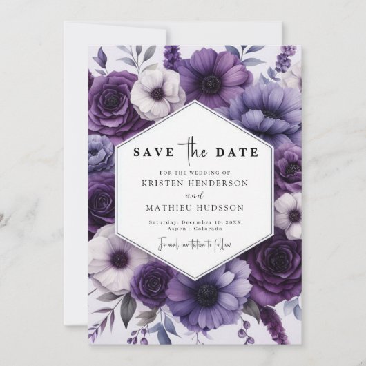 Chic Bloom Lila Floral Wedding Save The Date (Vorderseite)