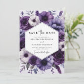 Chic Bloom Lila Floral Wedding Save The Date (Stehend Vorderseite)