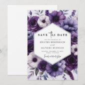 Chic Bloom Lila Floral Wedding Save The Date (Vorne/Hinten)