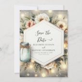 Chic Bloom Mason Jar Wedding Save The Date (Vorderseite)