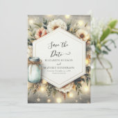 Chic Bloom Mason Jar Wedding Save The Date (Stehend Vorderseite)