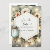 Chic Bloom Mason Jar Wedding Save The Date (Vorne/Hinten)