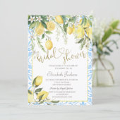 Chic Blooming Lemons Bridal Shower  Einladung (Stehend Vorderseite)
