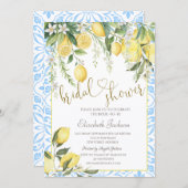 Chic Blooming Lemons Bridal Shower  Einladung (Vorne/Hinten)