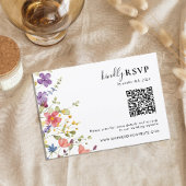 Chic Blooming Wild Blume QR Code Hochzeit RSVP Karte