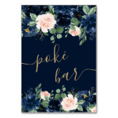 Chic Blooms | Dark Navy Blue und Blush Guestbook Tischnummer (Rückseite)