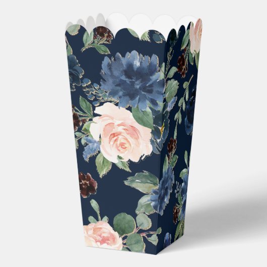 Chic Blooms | Dunkles Navy Blue und Blush Pattern Geschenkschachtel (Vorderseite)