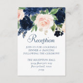 Chic Blooms | Empfang Navy Blue und Blush Pink Begleitkarte (Vorderseite)