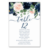 Chic Blooms | Gästebamen der Marine und Blush Tischnummer (Vorderseite)