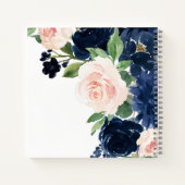 Chic Blooms | Gästebuch Navy Blue und Blush Foto Notizblock (Rückseite)