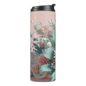Chic Blooms: Moderne Girly 3D Floral Delight Thermosbecher (Nach links gedreht)