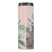 Chic Blooms: Moderne Girly 3D Floral Delight Thermosbecher (Rückseite)
