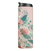 Chic Blooms: Moderne Girly 3D Floral Delight Thermosbecher (Nach rechts gedreht)