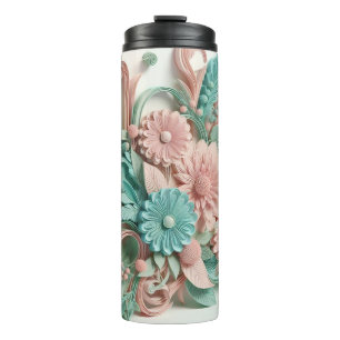 Chic Blooms: Moderner botanischer Blumendruck Thermosbecher