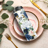 Chic Blooms | Monogramm Navy Blue und Blush Floral Thermosbecher