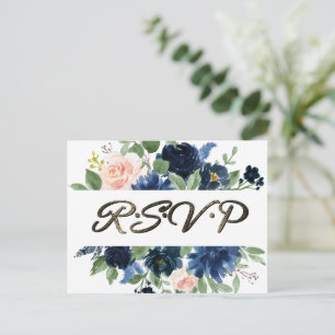 Chic Blooms   Navy and Blush Garland Entree UAWG Postkarte