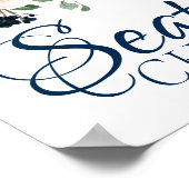 Chic Blooms | Navy Blue and Blush Floral Sitzplätz Poster (Ecke)