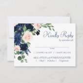 Chic Blooms | Navy Blue and Blush Frame Entree RSVP Karte (Vorderseite)
