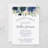 Chic Blooms | Navy Blue and Blush Glamping Party Einladung (Vorderseite)