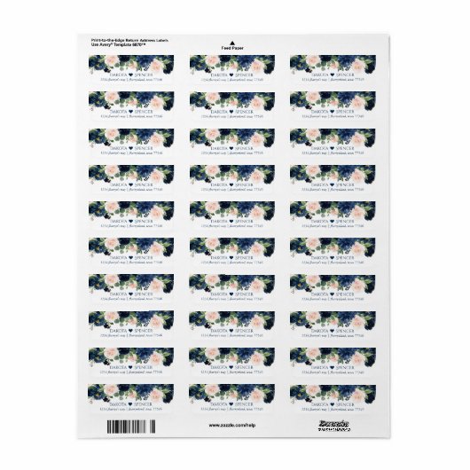 Chic Blooms | Navy Blue and Blush Heart Address (Vorne)