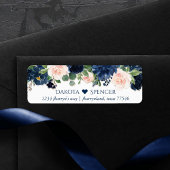 Chic Blooms | Navy Blue and Blush Heart Address