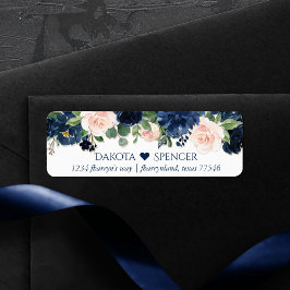 Chic Blooms | Navy Blue and Blush Heart Address
