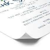 Chic Blooms | Navy Blue and Blush Pink Drink Menu Poster (Ecke)