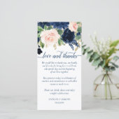 Chic Blooms | Navy Blue and Blush Pink Foto Liebe Dankeskarte (Stehend Vorderseite)
