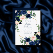 Chic Blooms | Navy Blue and Blush Pink Gold Frame
