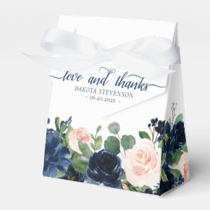 Chic Blooms Navy Blue and Blush Pink Rose Floral Geschenkschachtel