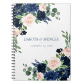 Chic Blooms | Navy Blue and Blush Pink Rose Floral Notizblock (Vorderseite)
