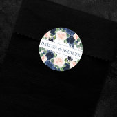 Chic Blooms | Navy Blue und Blush Pink Custom Runder Aufkleber