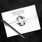 Chic Blooms | Navy Blue und Blush Pink Custom Runder Aufkleber