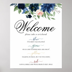 Chic Blooms   Navy Blush Bloral Social Distortion Poster
